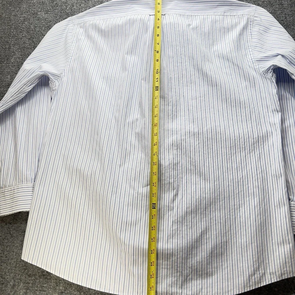 Tommy Hilfiger Dress Shirt Mens 17 34/35 XL Blue White Striped Button Up